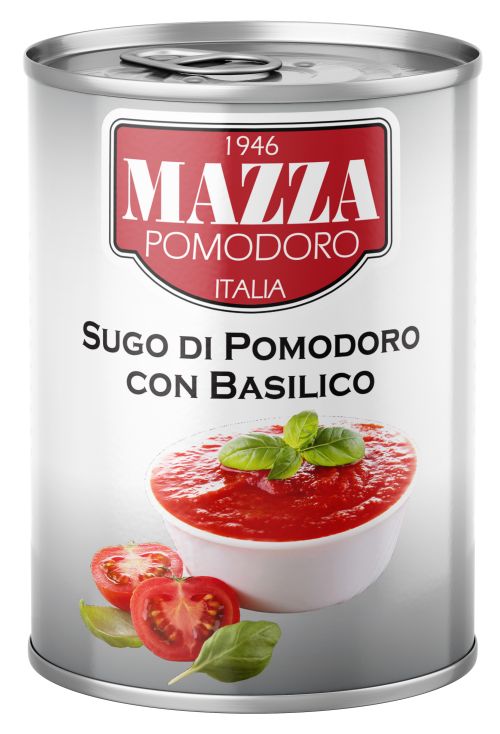 Paradajky drvene/paradajkové pyre s bazalkou ,passata di pomodoro al basilico ,v plechu easy open 400g zn.Mazza