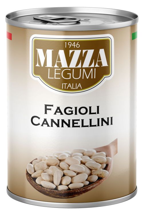 Fazuľa Biela, typ  Canelini ,zn.Mazza v mierne slanom náleve 400g, easy open otváranie, v plechu
