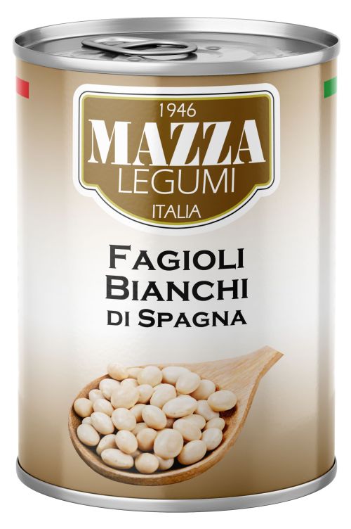 Fazuľa Biela, Bianca di Spagna,zn.Mazza v mierne slanom náleve 400g, easy open otváranie, v plechu