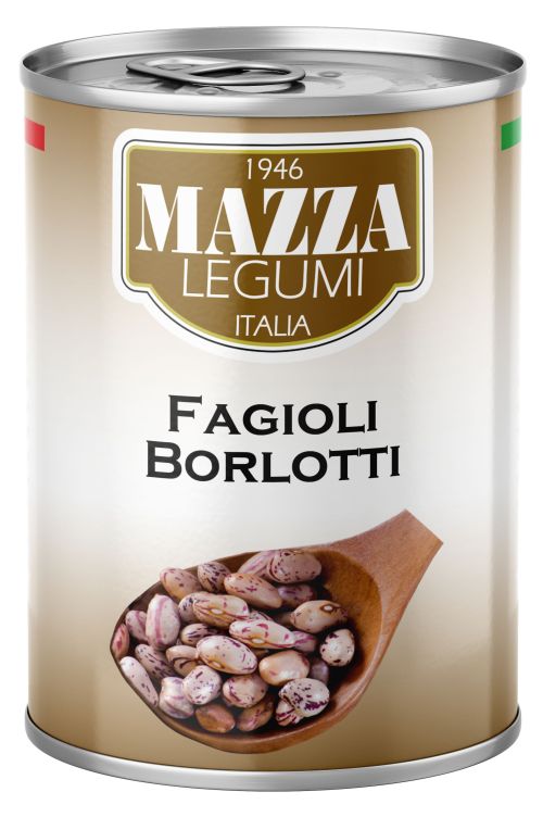 Fazuľa škvrnitá, Borlotti, zn.Mazza v mierne slanom náleve 400g, easy open otváranie, v plechu