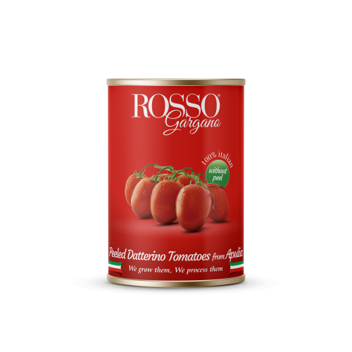 Talianske paradajky typu cherry, datterirni, sudkovitý tvar,cele,lupane , bez šupky v paradajk. šťave 400g  v plechu