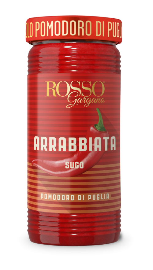 100% Talianska paradajková omáčka,typ arabbiata, pikantná,podľa pôvodnej rustikálnej receptúry.-zn.Rosso Gargano , v skle ,spracovane do 6 hod. po zbere,vlastné paradajk.plantáže.