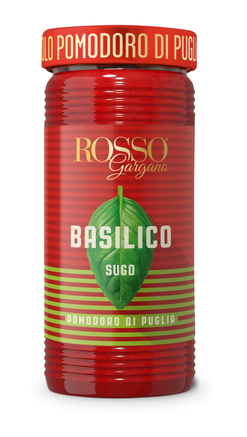 100% Talianska paradajková omáčka,typ al basilico,  s bazalkou v skle 290g  ,podľa pôvodnej rustikálnej receptúry zn.Rosso Gargano spracovane do 6 hod. po zbere,vlastné paradajk.plantáže.
