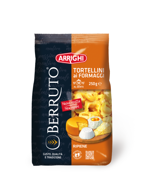Tortellini al formaggio -plnené cestoviny  vaječné, so 4 druhmi talianskeho regionálneho syra zn. Arrighi 250g,ambient bez potreby  chladenia