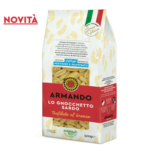 Sušené Talianske semolínové bezvaječné cestoviny GRANO ARMANDO 500g Gnocchetto Sardo  –typický autentický sardínsky tvar  cestovín -malé mušličky- 0% pesticidov,0% glyfosatov.!