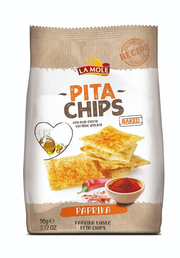 PITTA CHIPS PAPRIKA , cracker pečený v peci s príchuťou papriky , z oblast Piemonte 90g v ochrannej atmosfere